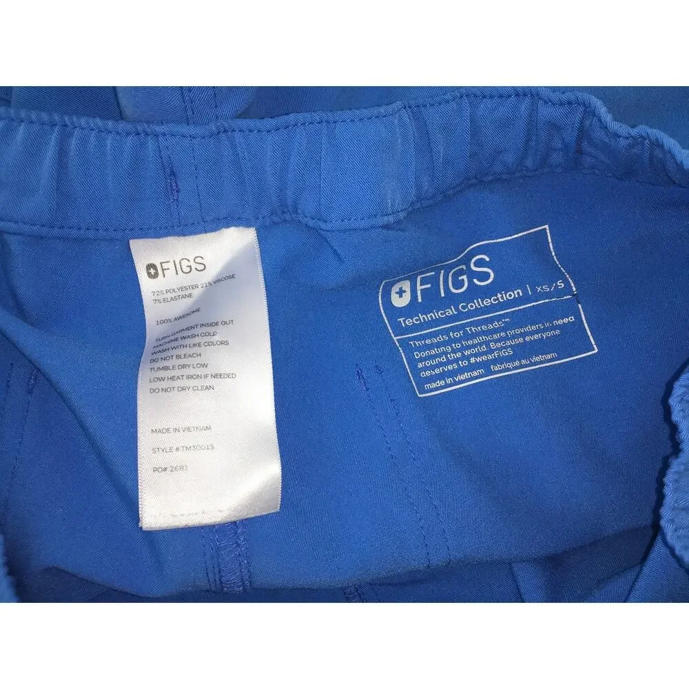 FIGS Mens Cairo Cargo Scrub Pants Bright Blue X Small Short XS/S Nursing Medical